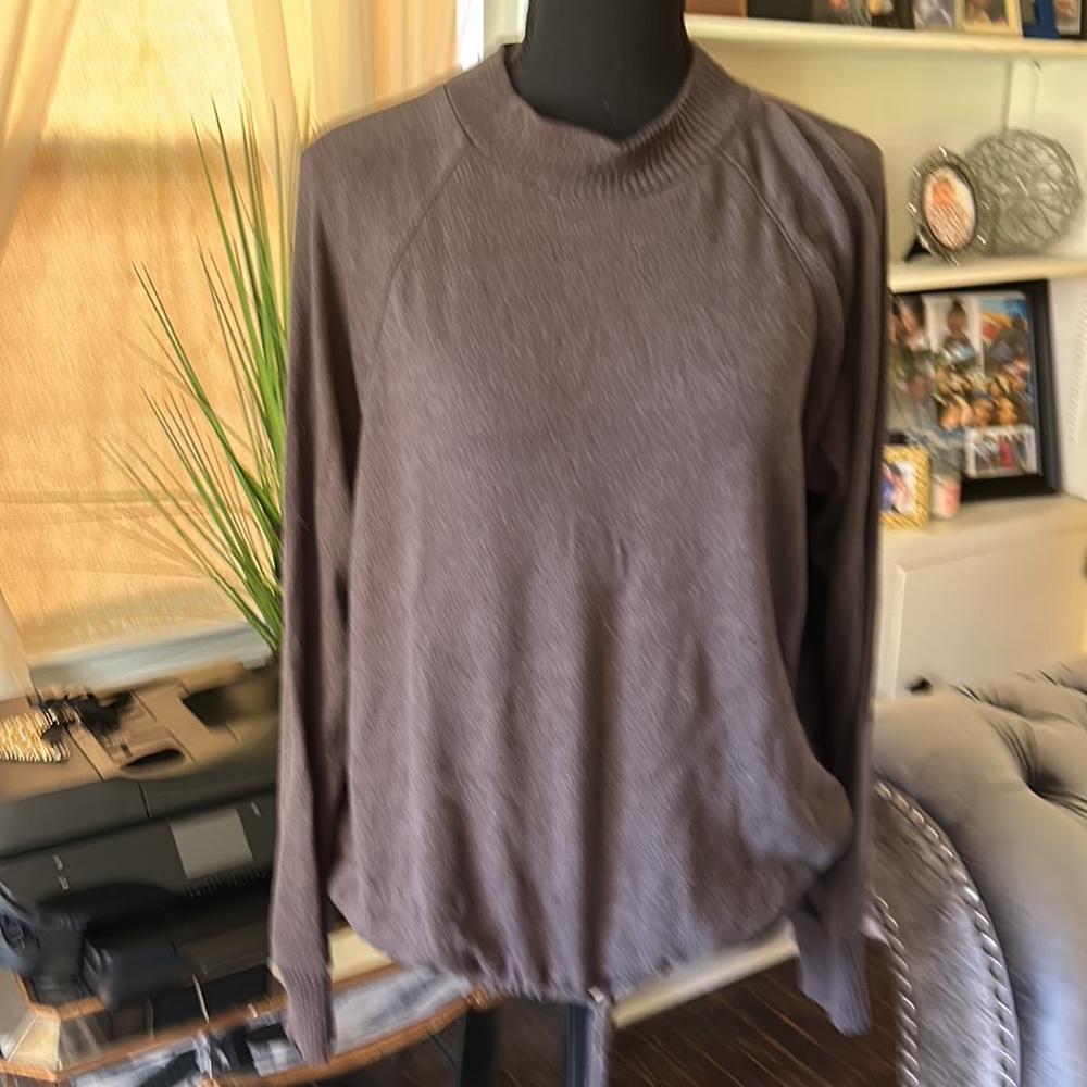 A new day, gray log sleeve women’s sweater size medium w/ drawstring waist - Picture 3 of 11